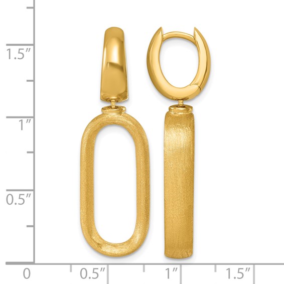 Herco 18K Polished and Brushed Oval Hinged Huggie Hoop Dangle Earrings