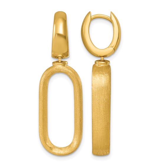 Herco 18K Polished and Brushed Oval Hinged Huggie Hoop Dangle Earrings