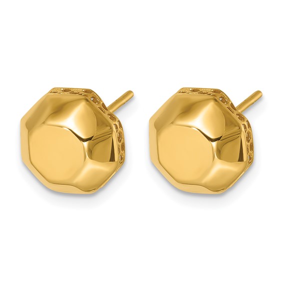 Herco 18K Polished Beveled Edge Octagon Post Earrings