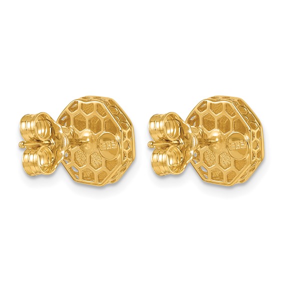 Herco 18K Polished Beveled Edge Octagon Post Earrings