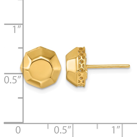 Herco 18K Polished Beveled Edge Octagon Post Earrings