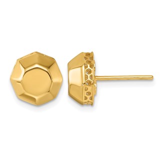 Herco 18K Polished Beveled Edge Octagon Post Earrings