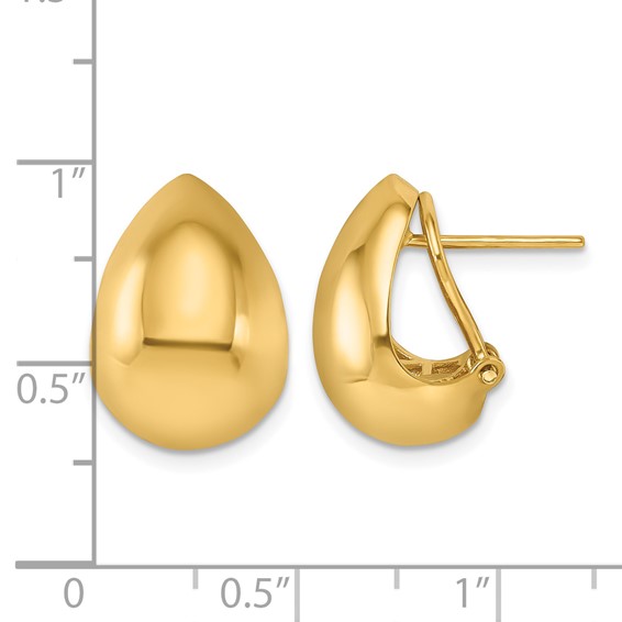 Herco 18K Polished Teardrop Post Omega Back Earrings