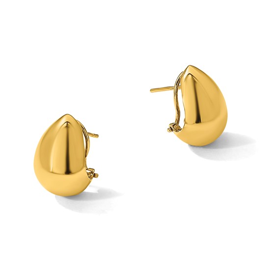 Herco 18K Polished Teardrop Post Omega Back Earrings