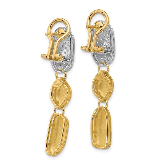 Herco 18K Two-tone Polished Fancy Diamond Omega Back Post Dangle Earrings