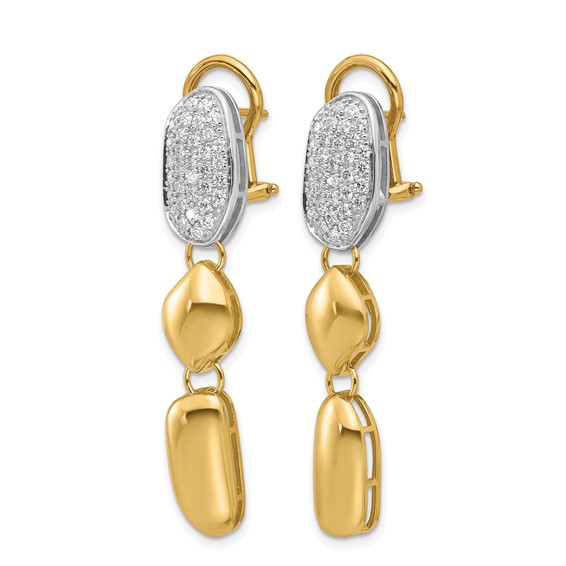 Herco 18K Two-tone Polished Fancy Diamond Omega Back Post Dangle Earrings