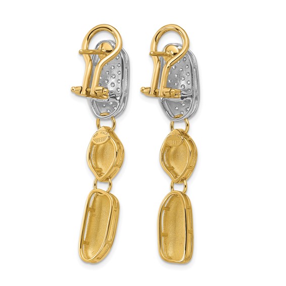 Herco 18K Two-tone Polished Fancy Diamond Omega Back Post Dangle Earrings