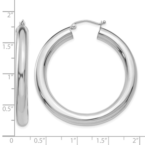Herco 18K White Gold Rhodium-plated Polished 5x30mm Round Hoop Earrings