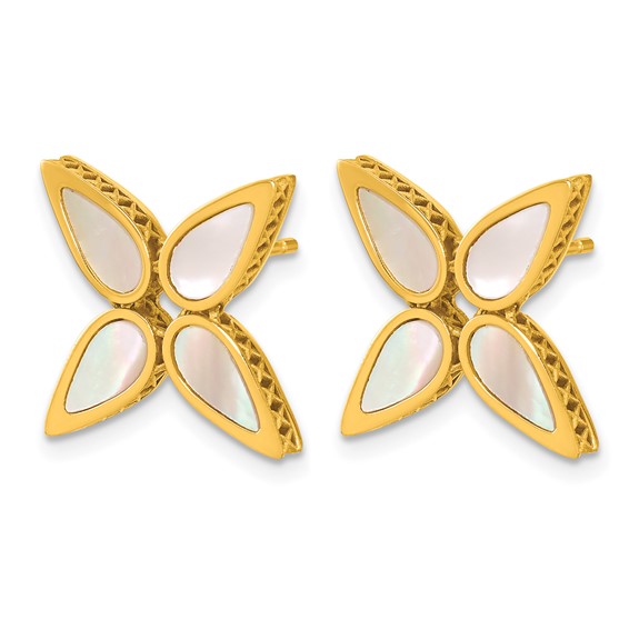 Herco 18K Polished Mother of Pearl Flower Post Earrings