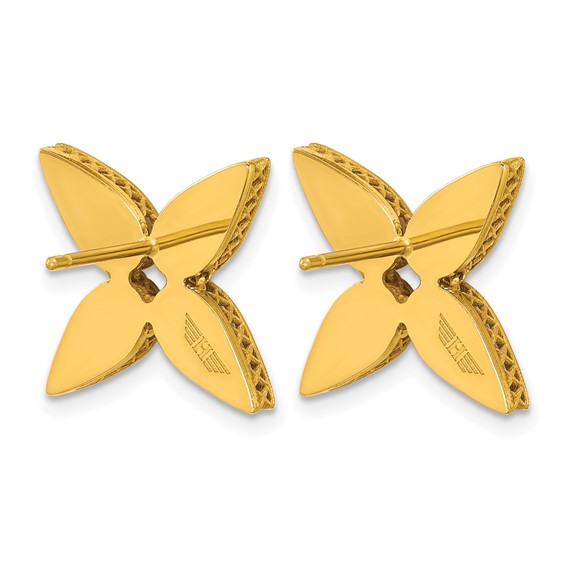 Herco 18K Polished Mother of Pearl Flower Post Earrings