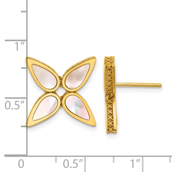 Herco 18K Polished Mother of Pearl Flower Post Earrings