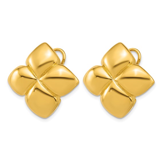 Herco 18K Polished Fancy Floral Omega Back Post Earrings