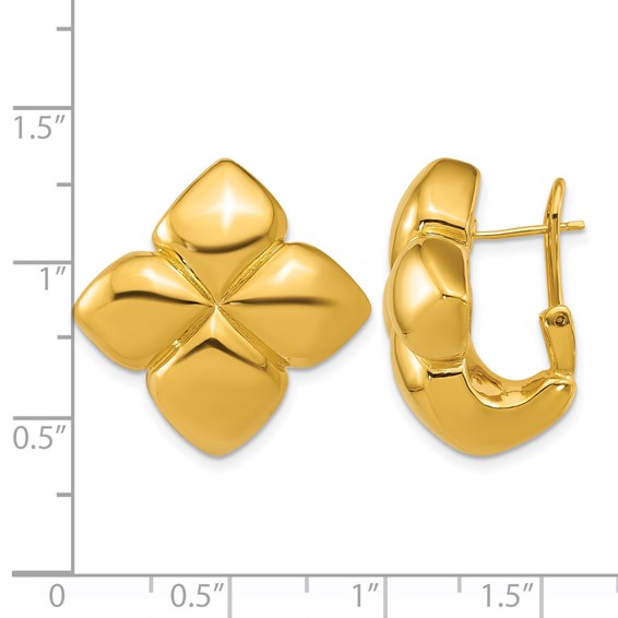 Herco 18K Polished Fancy Floral Omega Back Post Earrings
