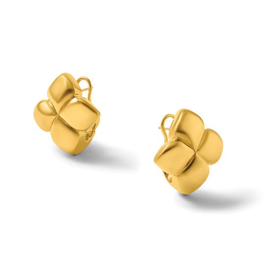 Herco 18K Polished Fancy Floral Omega Back Post Earrings