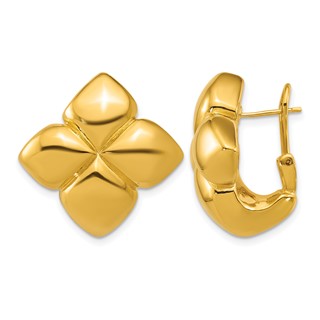 Herco 18K Polished Fancy Floral Omega Back Post Earrings