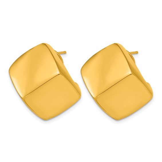 Herco 18K Polished Fancy Cube Omega Back Post Earrings