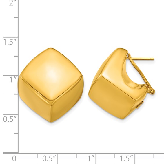 Herco 18K Polished Fancy Cube Omega Back Post Earrings
