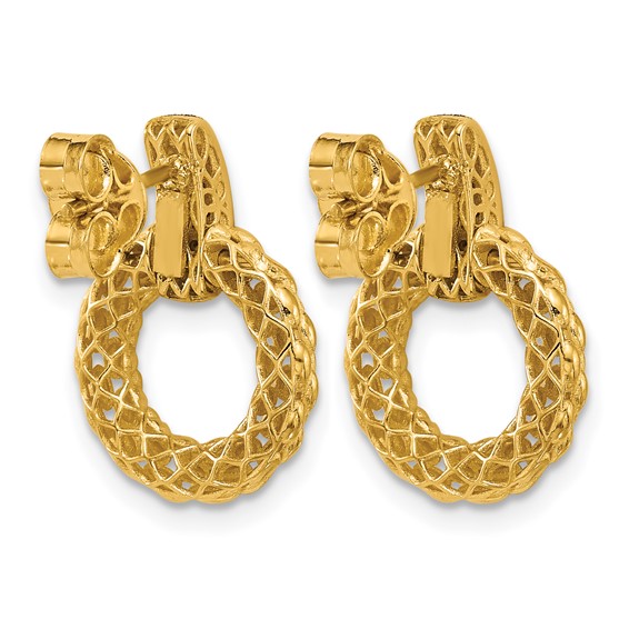 Herco 18K Polished Diamond Popcorn Circle Post Dangle Earrings