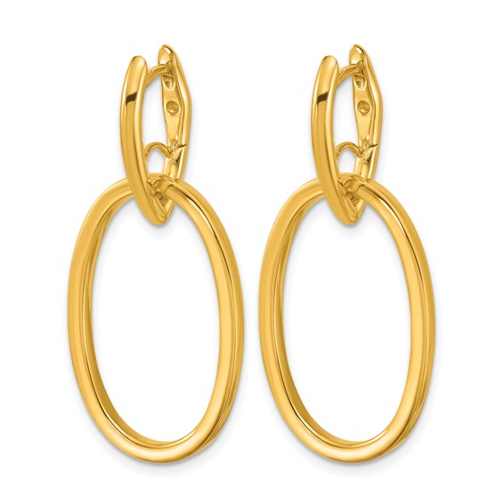Herco 18K Polished Fancy Hinged Dangling Oval Hoop Earrings