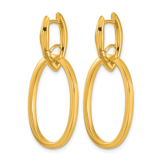 Herco 18K Polished Fancy Hinged Dangling Oval Hoop Earrings
