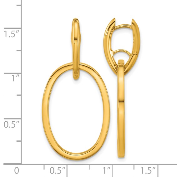 Herco 18K Polished Fancy Hinged Dangling Oval Hoop Earrings