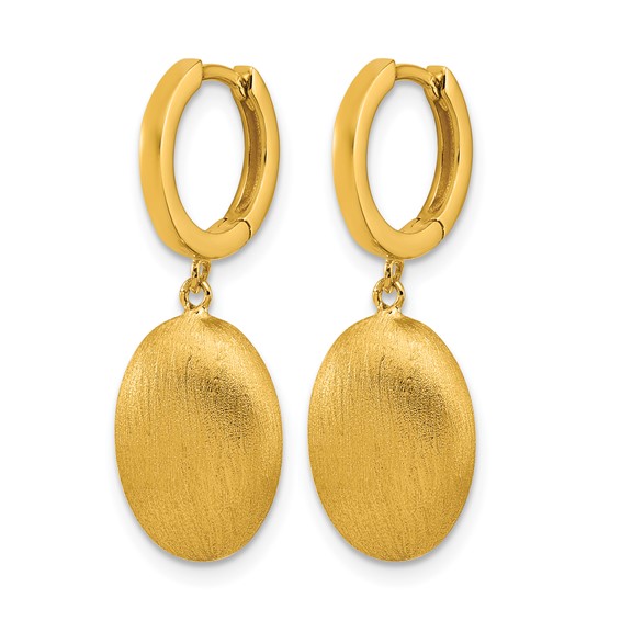 Herco 18K Polished and Brushed Dangling Oval Hinged Hoop Earrings