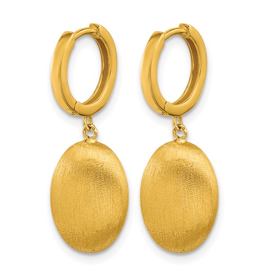 Herco 18K Polished and Brushed Dangling Oval Hinged Hoop Earrings