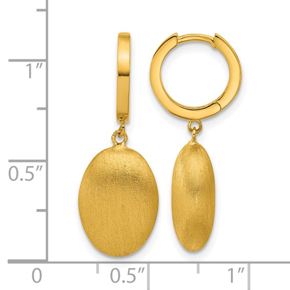 Herco 18K Polished and Brushed Dangling Oval Hinged Hoop Earrings