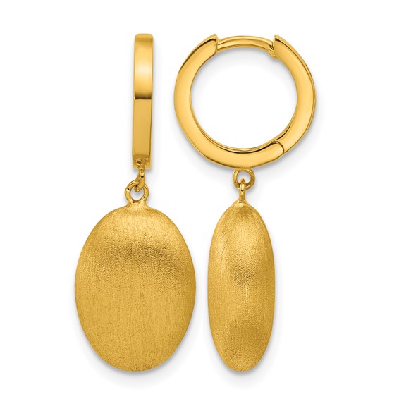 Herco 18K Polished and Brushed Dangling Oval Hinged Hoop Earrings