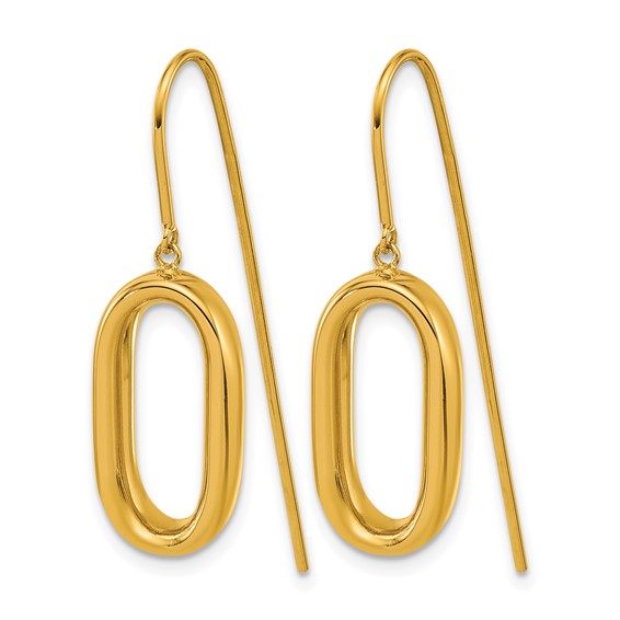 Herco 18K Polished Elongated Oval Dangling Threader Earrings