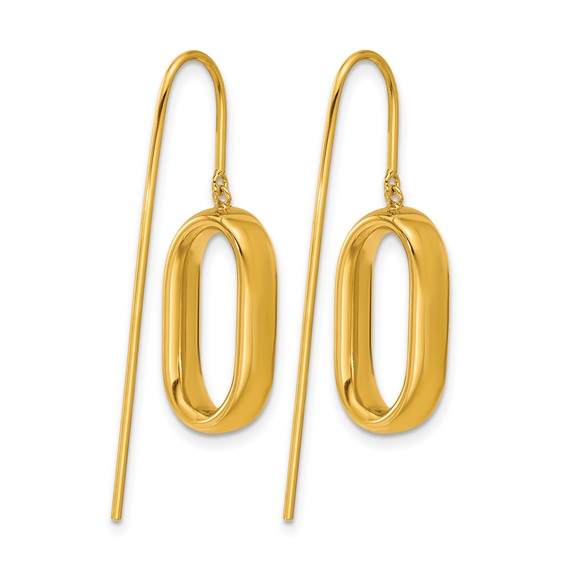 Herco 18K Polished Elongated Oval Dangling Threader Earrings