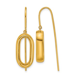 Herco 18K Polished Elongated Oval Dangling Threader Earrings