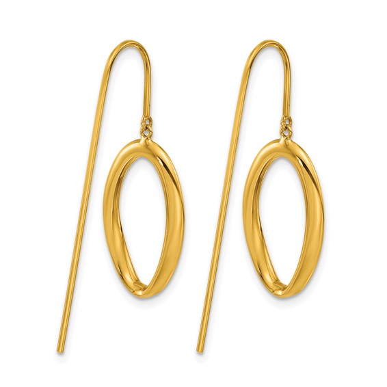 Herco 18K Polished Fancy Oval Dangling Threader Earrings