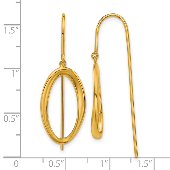 Herco 18K Polished Fancy Oval Dangling Threader Earrings