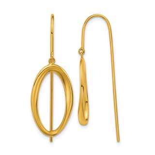 Herco 18K Polished Fancy Oval Dangling Threader Earrings