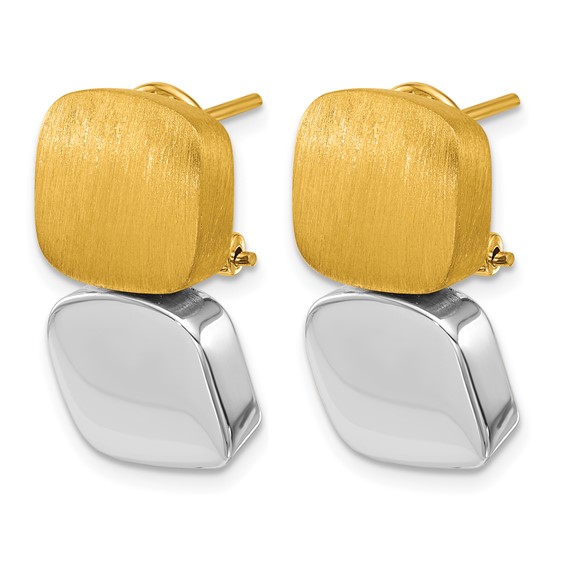 Herco 18K with White Rhodium Polished and Brushed Omega Back Earrings