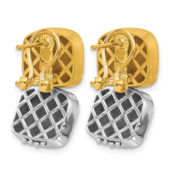 Herco 18K with White Rhodium Polished and Brushed Omega Back Earrings