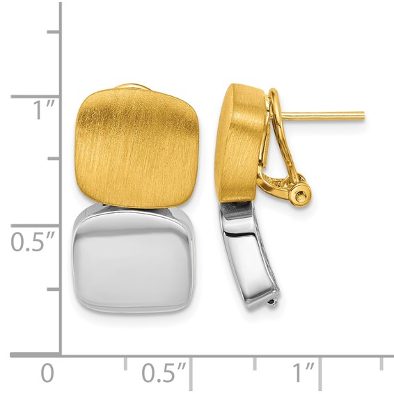 Herco 18K with White Rhodium Polished and Brushed Omega Back Earrings