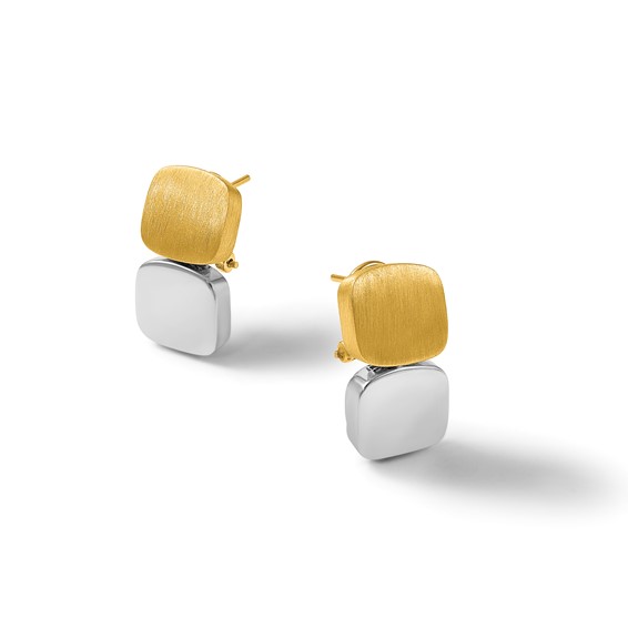 Herco 18K with White Rhodium Polished and Brushed Omega Back Earrings