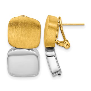 Herco 18K with White Rhodium Polished and Brushed Omega Back Earrings
