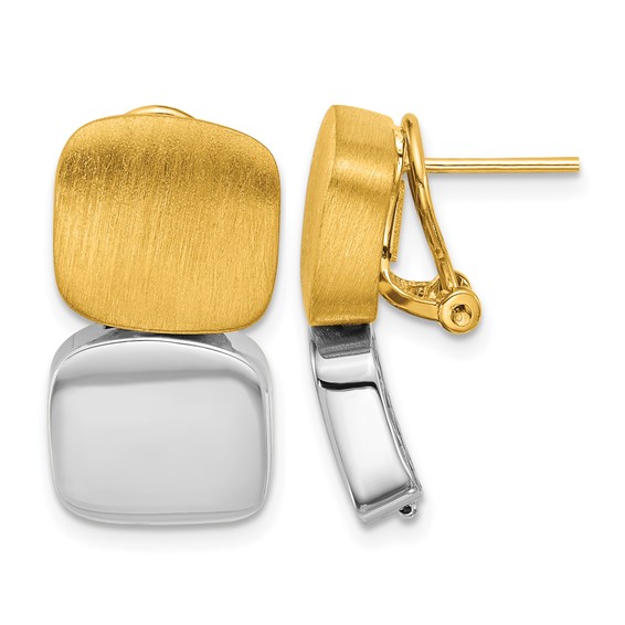 Herco 18K with White Rhodium Polished and Brushed Omega Back Earrings