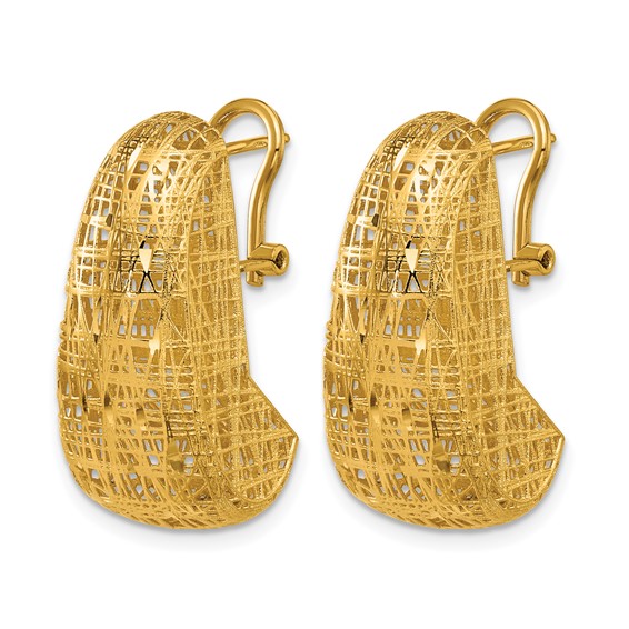 Herco 18K Textured and Diamond-cut Tapered Omega Back Earrings