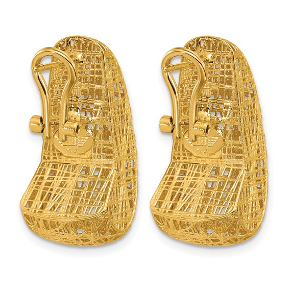 Herco 18K Textured and Diamond-cut Tapered Omega Back Earrings