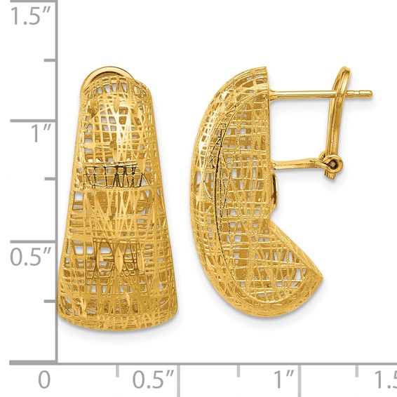 Herco 18K Textured and Diamond-cut Tapered Omega Back Earrings