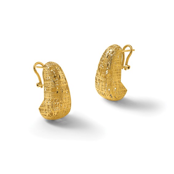 Herco 18K Textured and Diamond-cut Tapered Omega Back Earrings