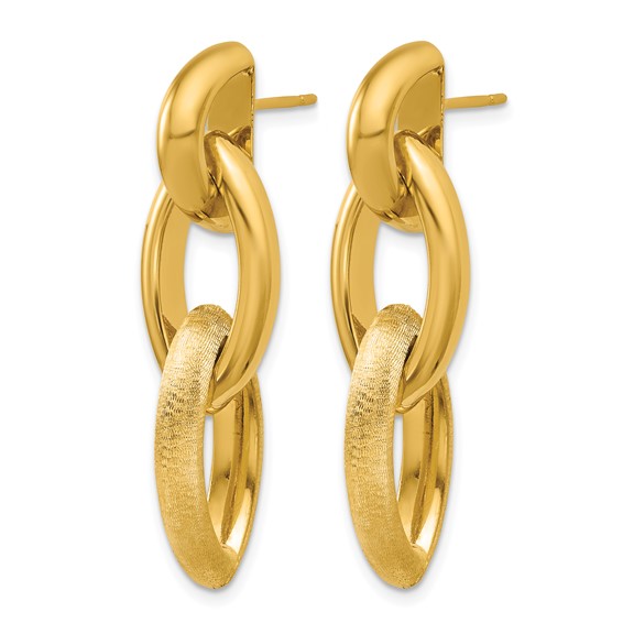 Herco 18K Polished and Brushed Marquise Link Post Dangle Earrings