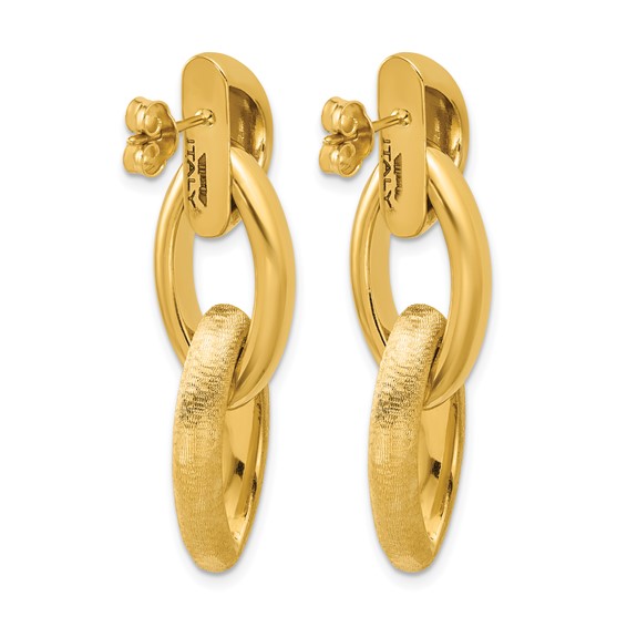 Herco 18K Polished and Brushed Marquise Link Post Dangle Earrings