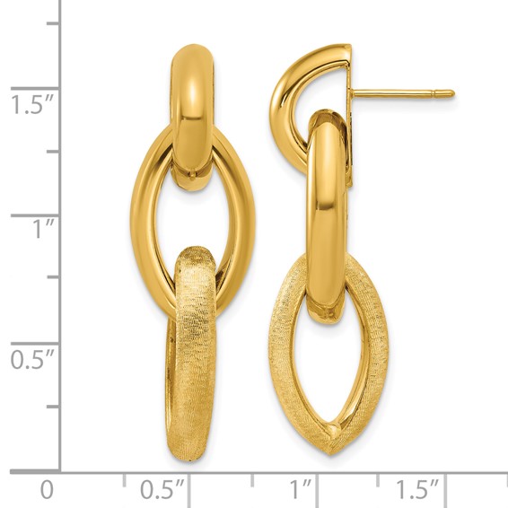 Herco 18K Polished and Brushed Marquise Link Post Dangle Earrings