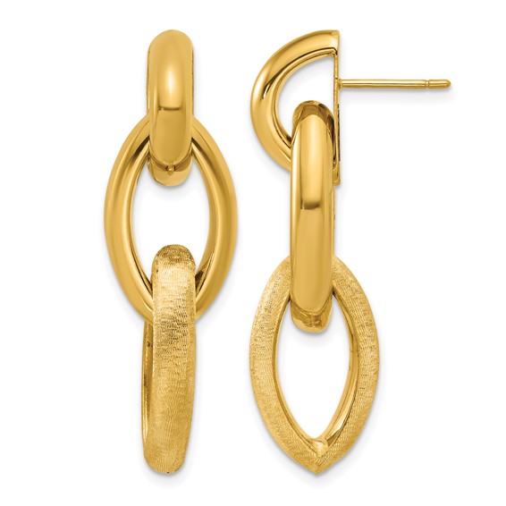 Herco 18K Polished and Brushed Marquise Link Post Dangle Earrings