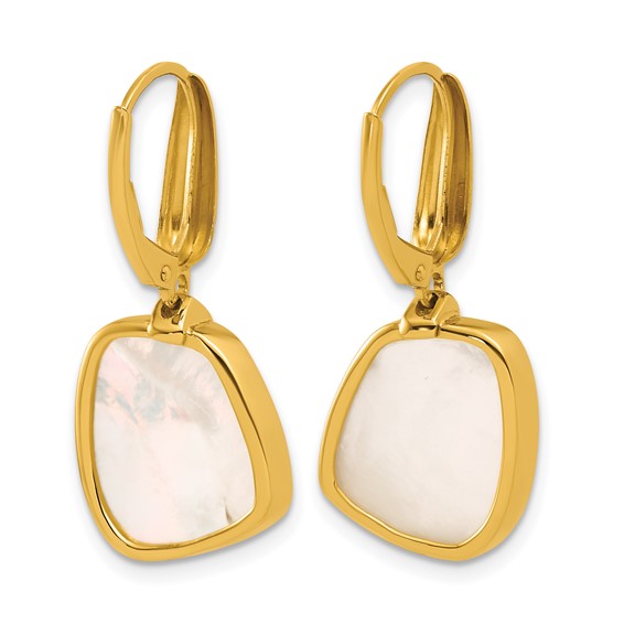 Herco 18K Polished Fancy Mother of Pearl Leverback Dangle Earrings